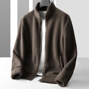 颗粒绒立领外套男士，羊羔毛加绒加厚冬季棉衣双面绒夹克保暖上衣