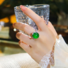 黛玥纯银镶天然玉石指环玛瑙，玉髓戒指媲美翡翠阳绿个性时尚女