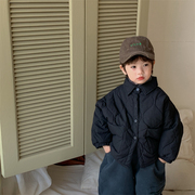 儿童冬装2023男童加厚宽松衬衫中小童森系复古棉袄外套面包服
