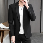 春秋季西服男士韩版修身纯黑色单件上衣英伦风商务休闲帅气小西装