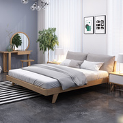 实木床主卧婚床北欧原木1.5m1.8米双人床，现代简约布艺床
