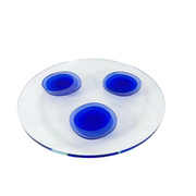 现代桌面收纳盘玻璃渐变蓝色波纹盘首饰展示盘卧室样板房装饰摆件
