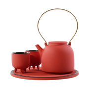 新中式样板房客厅茶几茶具茶室，摆台绿色陶瓷，茶壶茶杯套装组合摆件