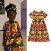 African kid clothes欧美女童非洲波西米亚风格短袖连衣长裙童装