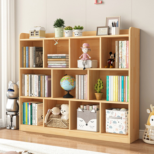 儿童书架实木置物架，落地学生储物柜玩具柜家用收纳柜客厅松木书柜