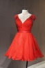 二手礼服短款红色可爱款红毯走秀超显瘦超精致重工XS码九五新