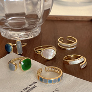祖母绿戒指女欧美高级感小众设计2023年潮轻奢时尚个性指环