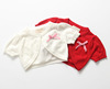 女宝宝短袖开衫薄款夏天针织衫白色红色洋气中小童搭配裙子一粒扣