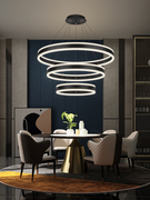 轻奢复式楼客厅吊灯现代简约个性大气餐厅吧台灯创意led环形灯具