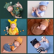 2023婴儿摄影服装新生儿满月百天宝宝拍照衣服套装，毛线编织造型周