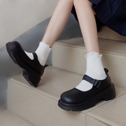 木村叔基础款百搭日系复古jk制服小皮鞋少女学生磨砂圆头黑色鞋子