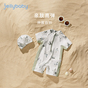 jellybaby宝宝短袖游泳衣夏天儿童时尚可爱泳装防晒3男童连体泳衣