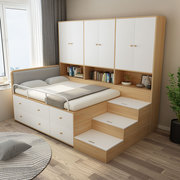 小户型榻榻米衣柜一体床儿童床，柜组合多功能，半高书架床大容量储物