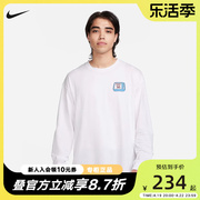 耐克nikesb滑板男子长袖上衣，百搭打底衫白色，印花t恤fq3714-100