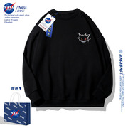 NASA联名黑色个性卫衣男潮牌春秋款外套2023美式宽松上衣