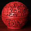 扬州漆器厂雕漆球形首饰盒生日，结婚家居收纳摆件，七夕礼物送女友