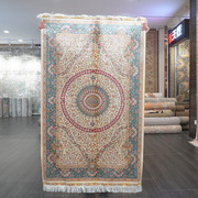 手工地毯90x150cm手工真丝波斯地毯，欧式法式客厅地毯手工打结地毯