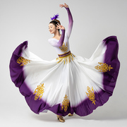 新疆舞蹈演出服，维吾族表演服装大摆裙艺考连衣裙少数民族服装