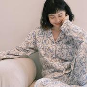 睡衣女秋冬纯棉磨毛绒布可爱卡通小毛驴长袖加厚居家服全棉家居服