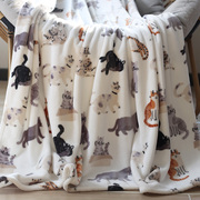 美式圣诞毯子可爱猫咪牛奶绒法兰绒毛毯午睡毯午休空调毯沙发盖毯
