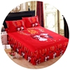 新婚庆(新婚庆)床裙款四件套全棉被套大红色结婚床品1.8米床套床盖床罩式