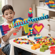 儿童塑料拼插火箭子弹头，积木拼装益智玩具，5幼儿园宝宝男孩女孩6岁