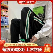 华夫格裤子男2023年宽松大码束脚卫裤美式休闲运动裤男生小脚