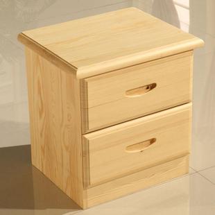 高档松木床头柜收纳柜实木简易两抽卧室储物床边柜现代抽