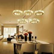 三头餐厅吊灯水晶现代简约五头餐厅灯，创意大气圆形饭厅环形吊灯