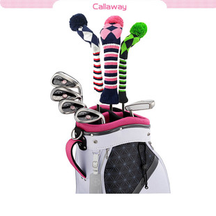 高尔夫球杆套女士球杆多色毛线，针织三号杆头保护套，一号木杆套推杆