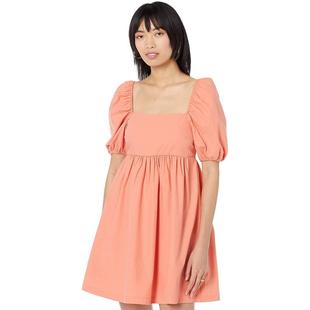 欧美MANGO Miri-H连衣裙女士浅粉色方领可爱减龄夏季超短裙