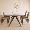 法式餐厅岩板餐桌家用小户型现代简约轻奢白蜡，木长方形餐桌椅组合