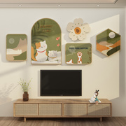 电视机背景墙装饰品壁画卧室房间布置餐厅，3d自粘贴纸摆挂件上方