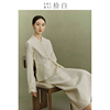 shibai拾白秋冬女装，中式国风白色羊毛，盘扣醋酸短款外套上衣
