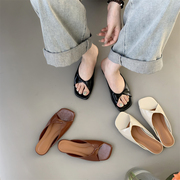 法式黑色平底凉拖鞋女款鞋夏季外穿韩版时尚休闲设计感小众凉鞋子