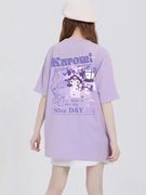紫色t恤女2023夏季短袖显瘦洋气上衣宽松纯棉半袖体恤百搭潮