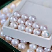 DIY散珠 11-12mm淡水爱迪生珍珠澳白平替 正圆形樱花粉裸珠颗粒珠