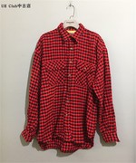原 价¥138vintage  日本古着木村款红色厚棉宽版衬衫