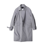 muslun灰色秋冬不规则，不对称设计长款男风衣中长款外套