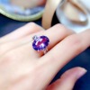 天然紫水晶戒指女S925纯银日韩时尚简约气质简约宝石开口支持检测