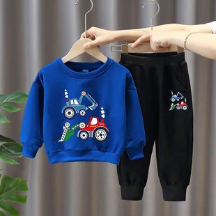 两件套儿童卫衣洋气秋季韩版T恤小男孩潮流秋装一套装打底衫