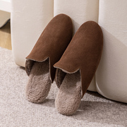 轻奢冬季羊毛拖鞋家居家用卧室内地板保暖加绒真皮棉拖鞋防滑男女