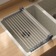 折叠沥水架水槽304不锈钢，沥碗架厨房置物架洗碗池硅胶控水滤水板