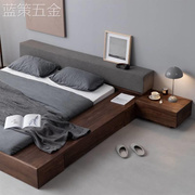 北美黑胡桃木实木床榻榻米床，北欧1.8米橡木，储物床日式台床双人床