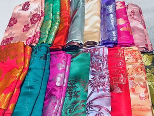 c八十年代老式复古真丝软缎，被面面料100桑，蚕丝中国民族风背面