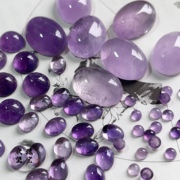 纯天然紫水晶圆形戒面包珠diy耳环手链项链，手工配件材料古风汉服