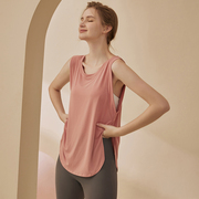 宽松运动背心女跑步长款遮臀健身透气网红训练普拉提瑜伽无袖上衣