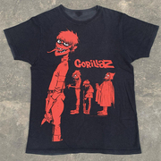 Gorillaz街头顽童乐队欧美高街vibe嘻哈复古vintage男女短袖T恤棉