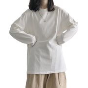 240g重磅纯棉长袖男女款，t恤纯色上衣白色，体恤打底衫内搭厚实