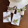 韩版时尚精致满钻蜻蜓胸针，镶钻绿色蜻蜓别针，小众气质西装配饰